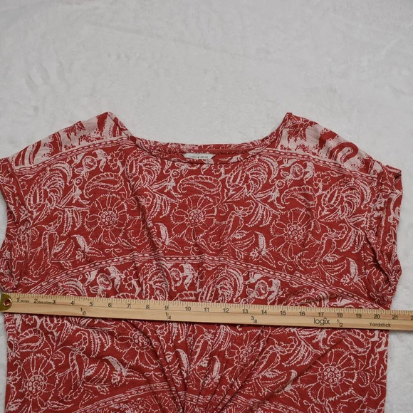 Lucky Brand Floral Knot Front Top Sz M Sunflower Crop Oversized Modal Blend Boho - Picture 14 of 16